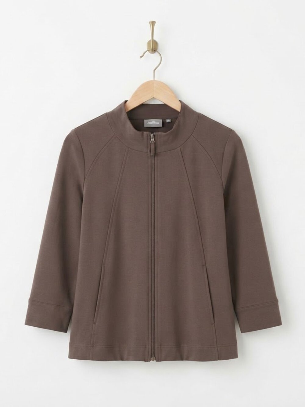 Amelline Zip Front Jacket M Structured Blazer Chocolate Brown Minimalist Chic